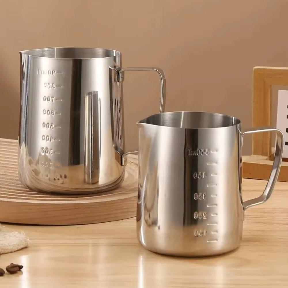 Stainless Steel Milk Frothing Jug with Scale Measuring Cups Household Latte Art Cup Cafe