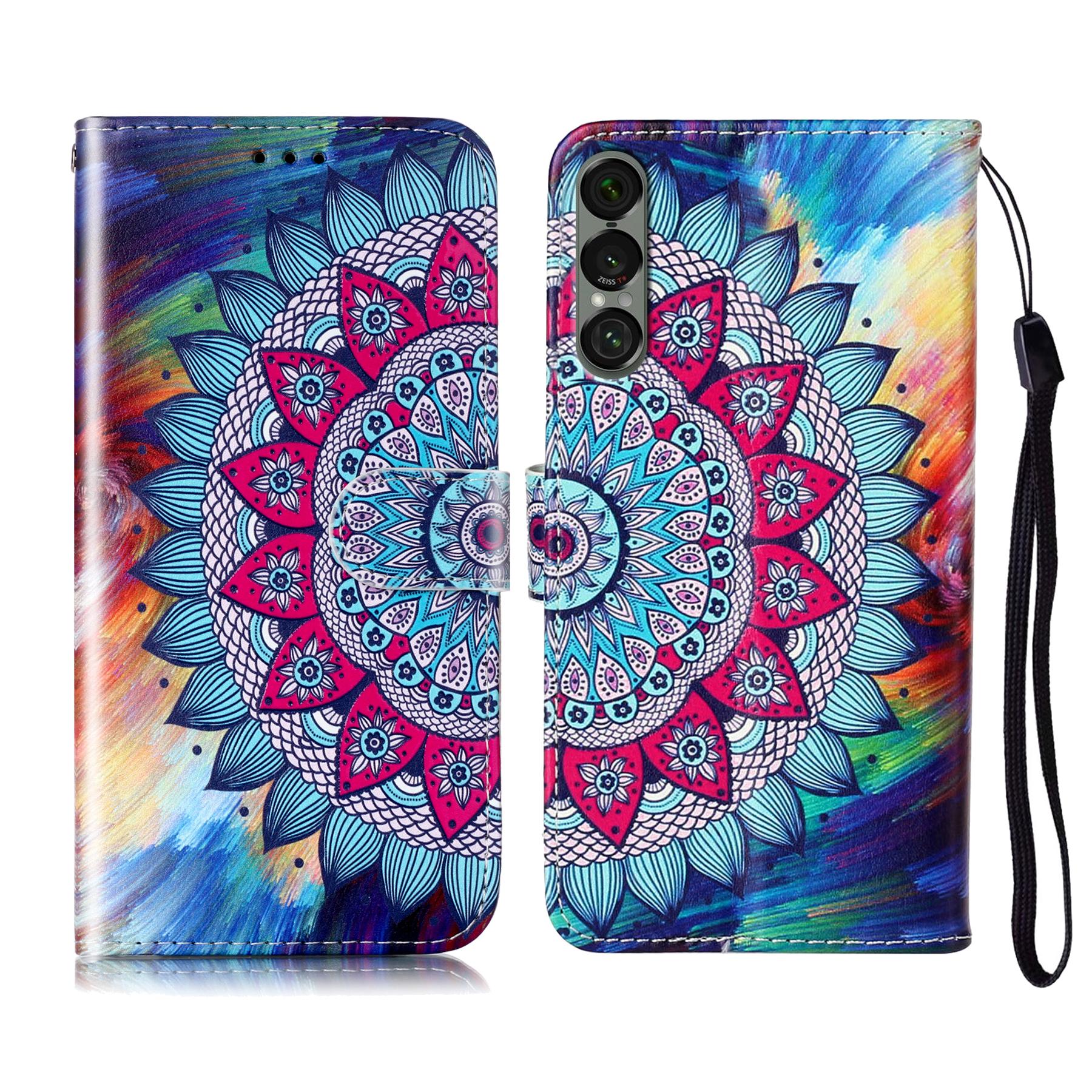 

For Sony Xperia 1 VII Case Pattern Leather Wallet Phone Cover with Strap Mandala Flower