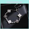 Four Leaf Clover Bracelet With Rhinestone Decoration For Women Spring Fashion Accessory