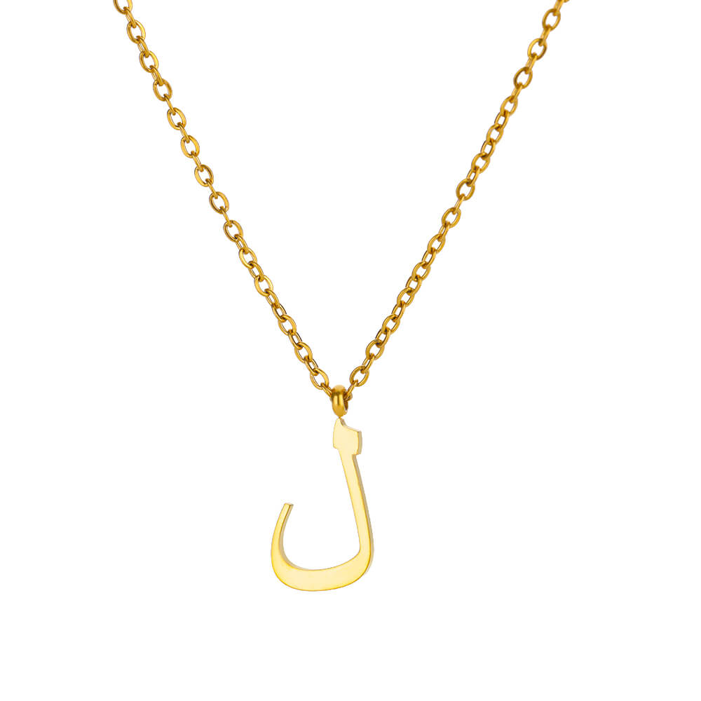Náhrdelník z nerezové oceli s arabským písmenem pro ženy, zlatá barva, přívěsek s abecedou, choker, řetízek na klíční kost, trendy šperk, dárek