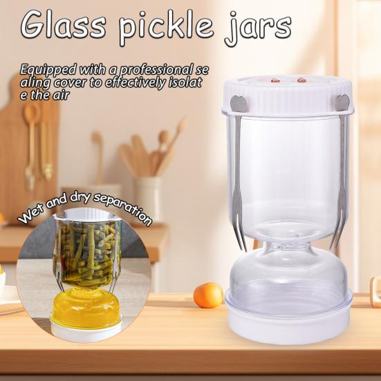 Pickles Jar Easy to Use Multipurpose Transparent Dry and Wet Dispenser Pickles Olives Hourglass Jar Storage Container