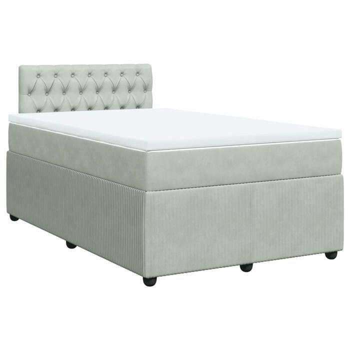 VidaXL Sommier à lattes de lit et matelas gris clair 120x190cm velours 3289992