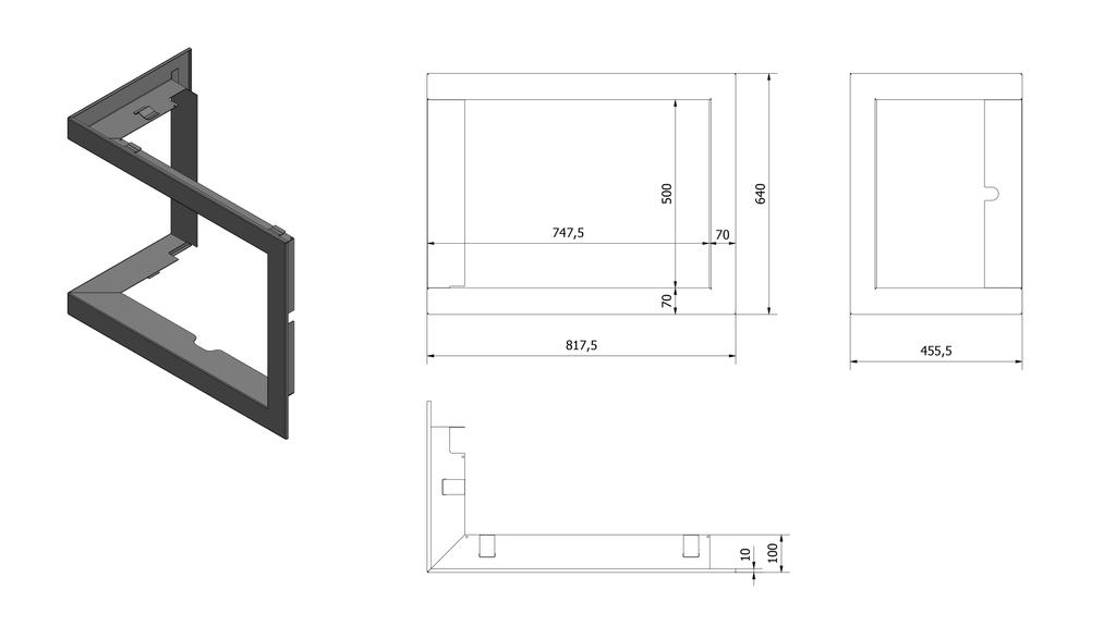 Rám pro krbová kamna LUCY 12 šířka rámu 70 mm