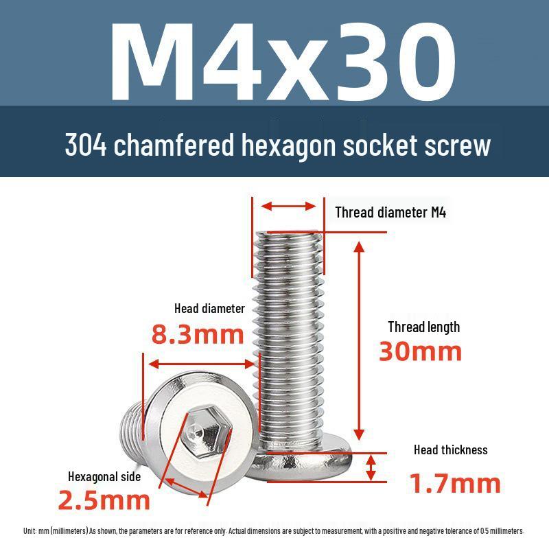 Yigu 304 Stainless Steel M2-M12 Countersunk Flat Head Hex Screw for Furniture & Cabinets
