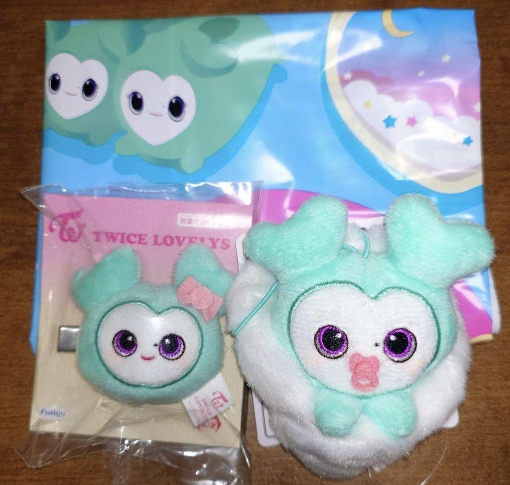 [USED] TWICE Mina and Misamo Swaddle Mascot Plush Hairpin with Shopper