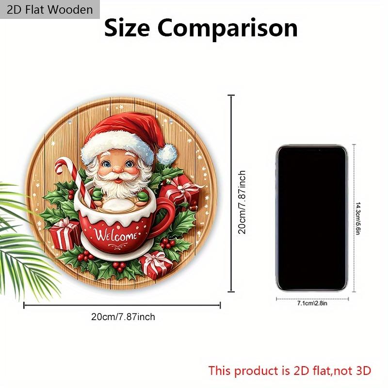 Świąteczny drewniany znak z gorącą czekoladą i wzorem Świętego Mikołaja - Powitalny znak Navidad na drzwi wejściowe, dekoracja do zawieszenia na ścianie - Idealna ozdoba świąteczna
