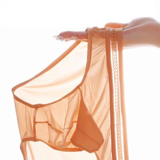 Men Briefs Mid-rise Elastic Waistband Thin Ice Silk Panties Solid Color Perspective Breathable Comfortable Fit Underwear