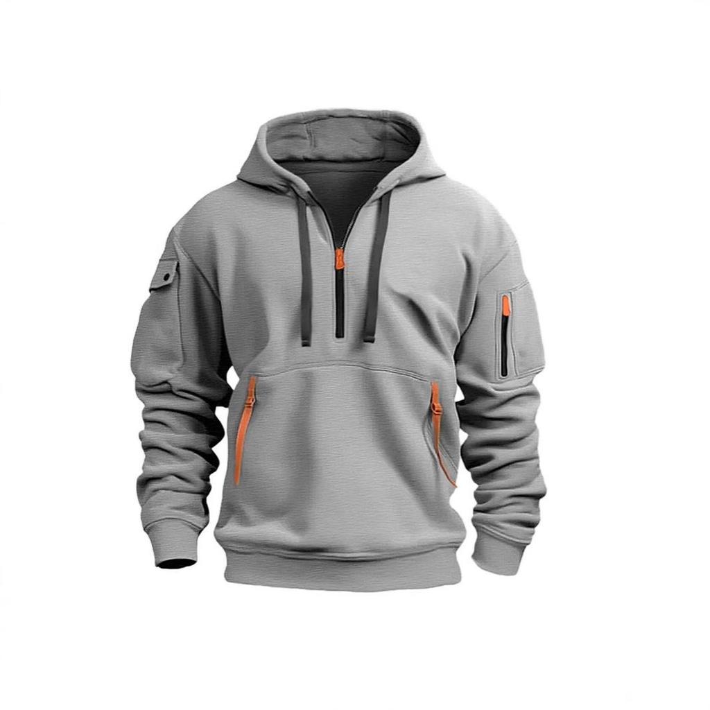 Herren American Hot Style Frühling/Herbst Hoodie mit Reißverschluss, Taschen und Banddetails
