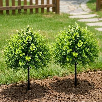 Plastic Artificial Eucalyptus Lavender Stake UV Resistant Waterproof Simulation Eucalyptus Tree Fade-proof Lifelike