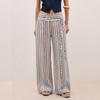 Women's High-Waisted Striped Wide Leg Pants with Tie Waist for Casual Vacation Wear