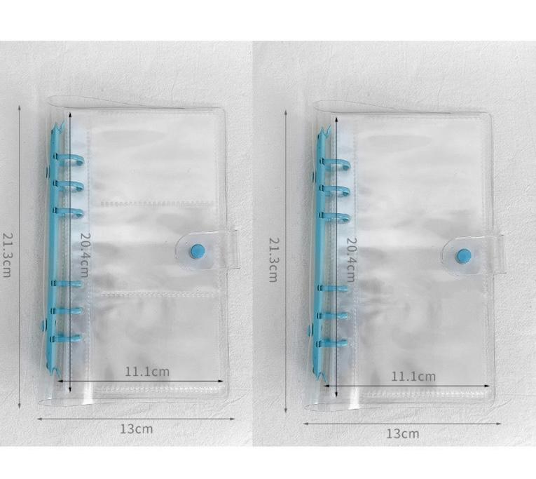 Transparent Clip Loose-leaf Folder A6 Budget Binder 6 Ring Binder with pp Photo Sleeves