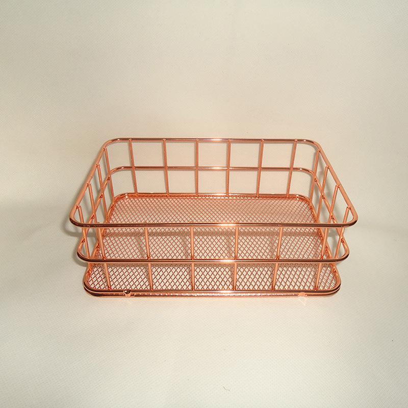 Gold Iron Fruit and Jewelry Storage Basket for Household Sundries