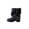 Cowhide version~ Today's popular short boots women's leather black stacking pants tube boots thick-soled cowboy boots