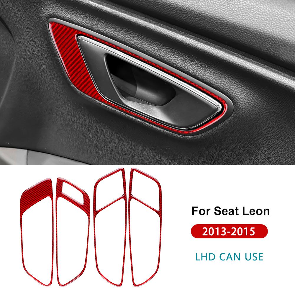 Real Soft Carbon Fiber Sticker For Seat Leon MK3 2013 2014 2015 LHD RHD Car Door Handle Panel Trim