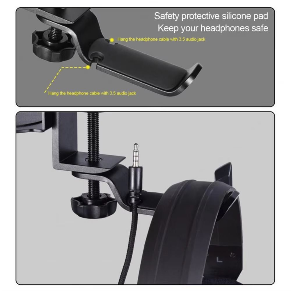 Desktop Mount Cup Headphone Stand Holder 2 In 1 Headset Bracket Hanger  for Gamers