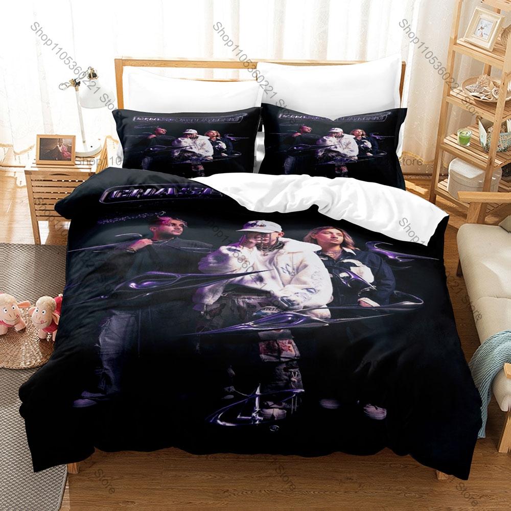 Vintage Smoke Chase Atlantic Group Poster HD Print 3 Piece Bedding Set Duvet Cover + 2 Pillowcases Dark Pop Music Lovers Gift