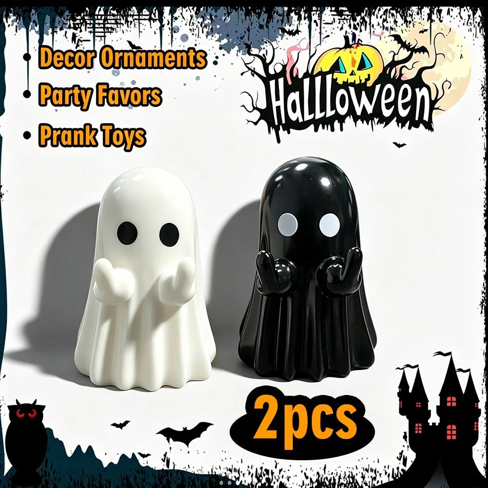 Hot New Arrival Cute Ghost Sculpture with Middle Finger Mini Halloween Desk Decor Funny Creative Novelty Gift for Office