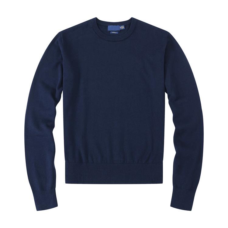 Men's Lambswool Knit Sweater - Autumn/Winter, Round Neck, Solid Color