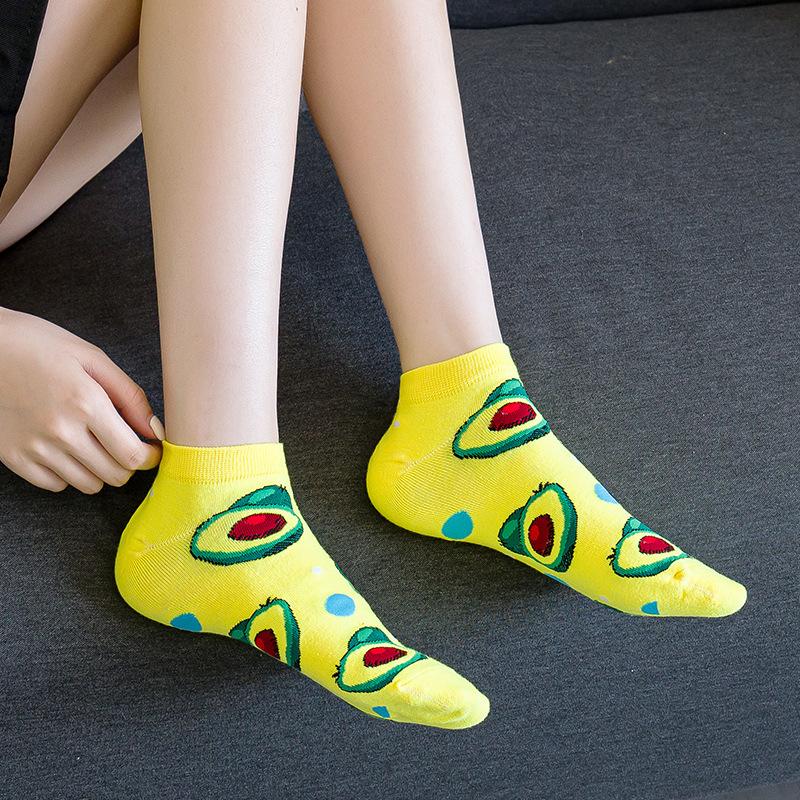 Spring and Summer Thin Men and Women Shallow Mouth Cotton Socks Fruit Animal Trend Comfortable Breathable Boat Socks