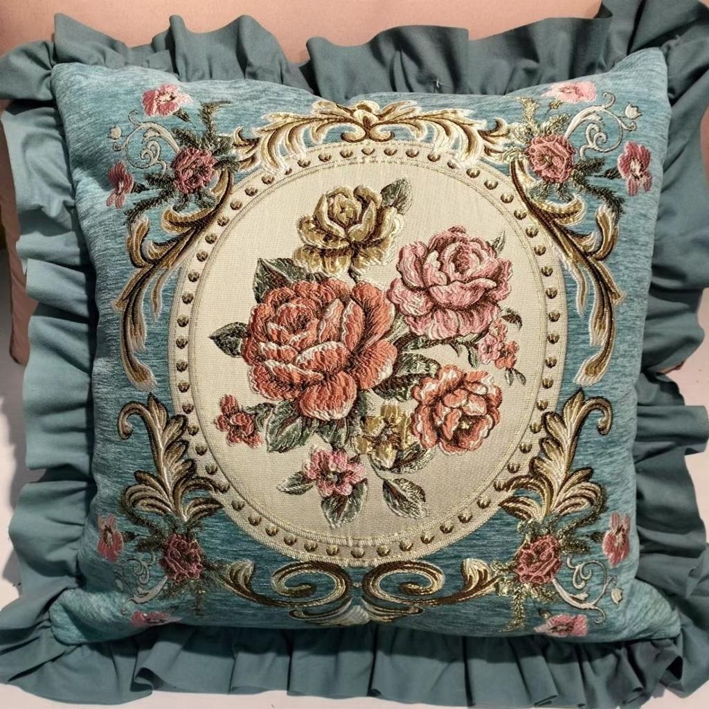 Embroidered Pillow Office Pillow Living Room Sofa Cushion Car Pillow with Core Removable and Washable