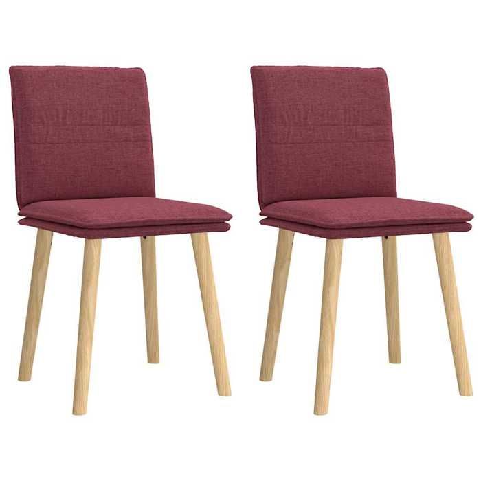 VidaXL Dining Chairs Set of 2 Burgundy Red Fabric, Chair, Living Room Chair, Accent Chair, Kitchen Chair, Seat of 4101258