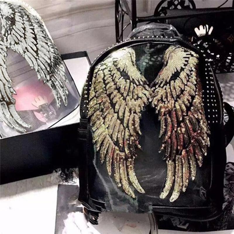 1 Pair Silver Sequins Wing Patch for Clothing Applique for Jeans DIY Accessories Cute Sew On Patches Decoration