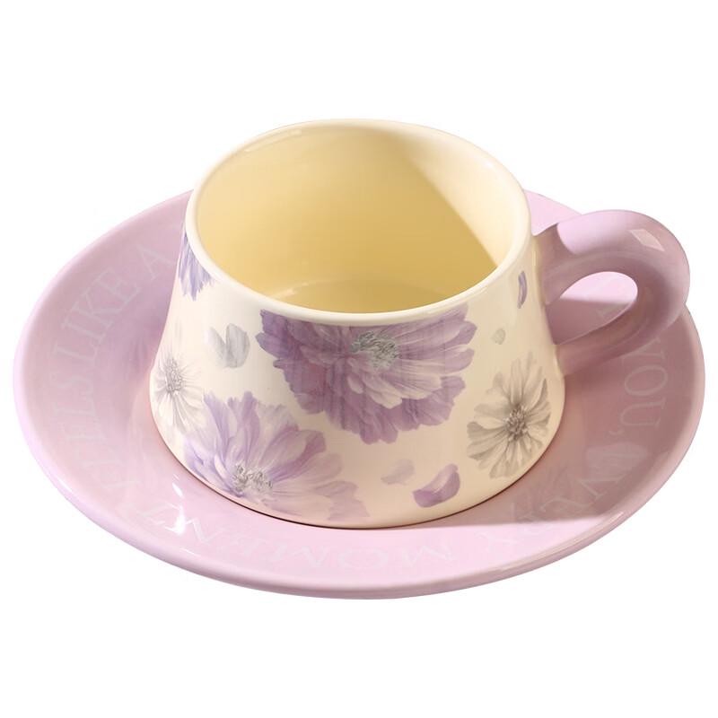 French Style Ceramic Coffee Mug and Saucer Set