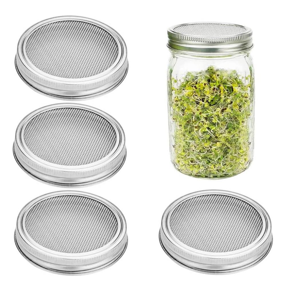 Stainless Steels Sprouting Lid for Mason Jar Wide Mouth Germination Cover for Grains and Seed Use Gardening Tool