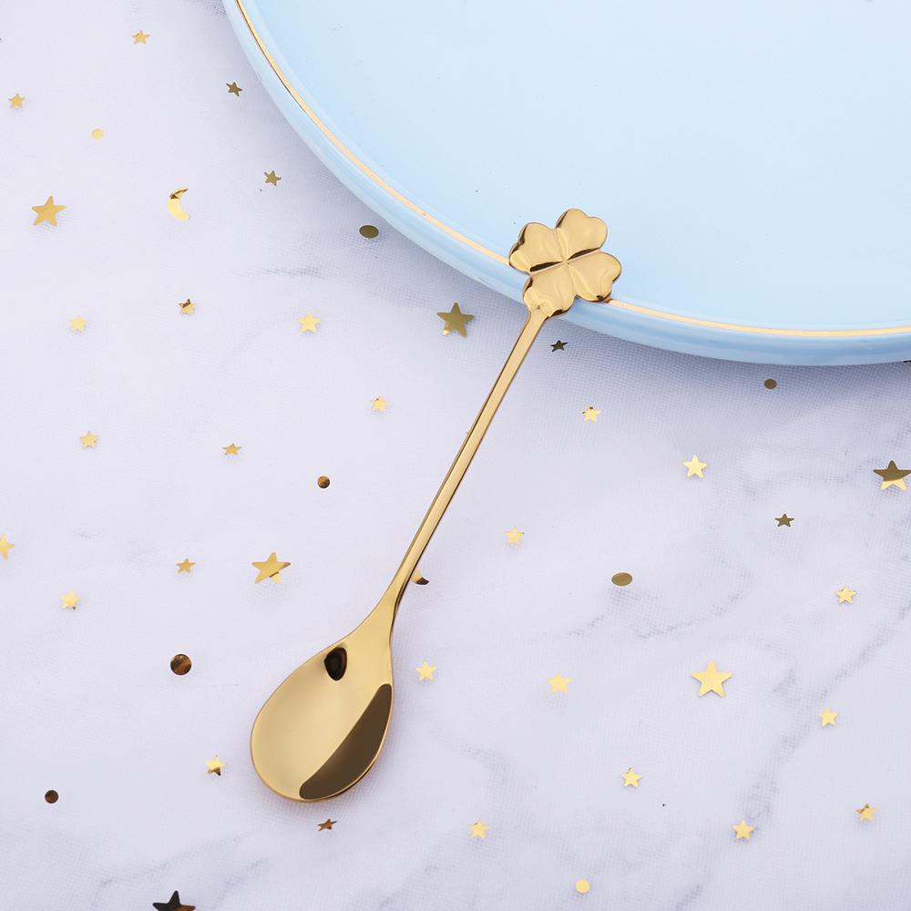 1PCS Teapoon Coffee Spoon Stainless Steel Spoon Stirring Flower Spoon Couple Spoon Christmas Gift