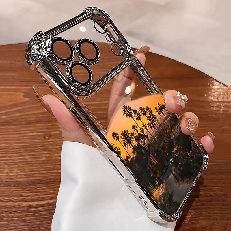 Western Sunset Pattern Shockproof Phone Case For iPhone 11 12 13 14 15 16 17 Pro Max Air Plus Electroplated Transparent Cover