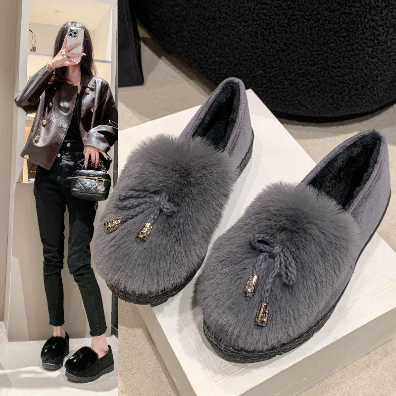 Shoes Flat-soled Black Single Shoes Soft-soled Old Beijing Cloth Shoes Women's 2025 Autumn and Winter New Fashion Leopard Print