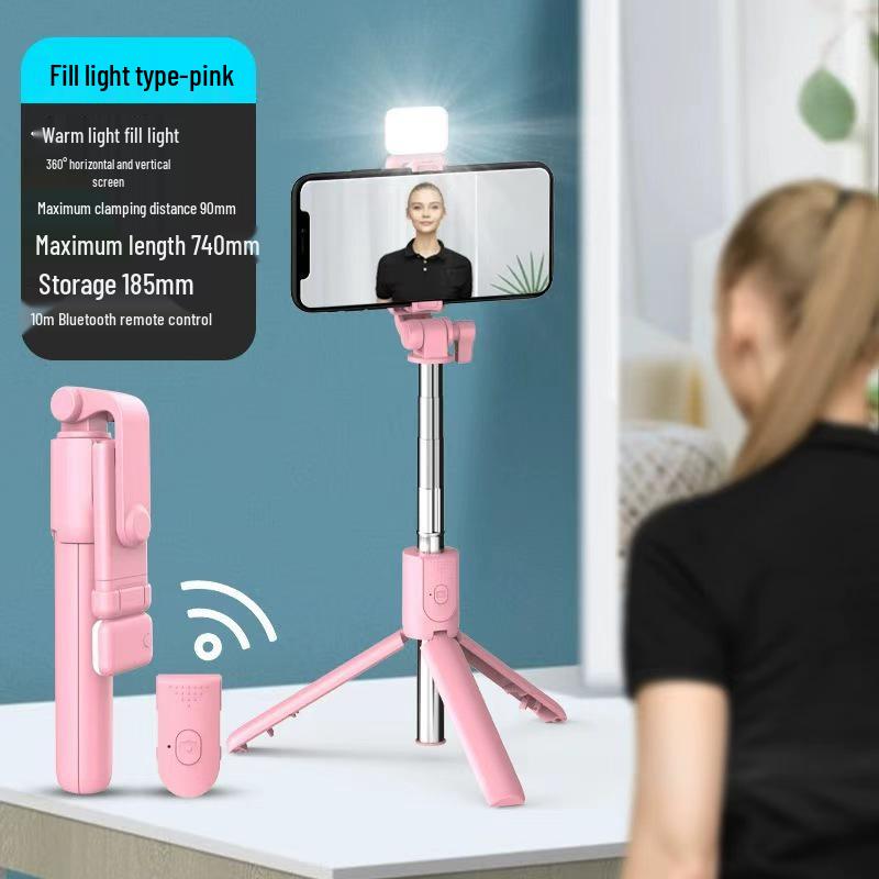 Portable 1-Meter Selfie Stick with Bluetooth, Fill Light, Multi-Purpose Tripod, and Phone Holder for Photography and Live Streaming