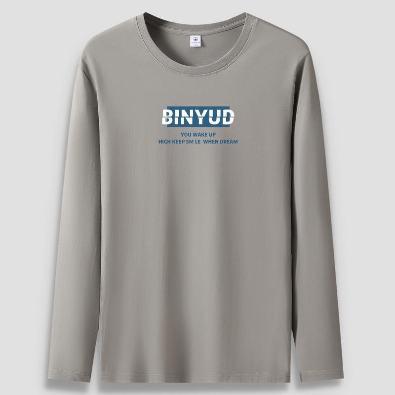 

Осенне-зимняя модная мужская футболка большого размера с длинными рукавами из чистого хлопка, повседневная мужская толстовка S-5XL S хаки