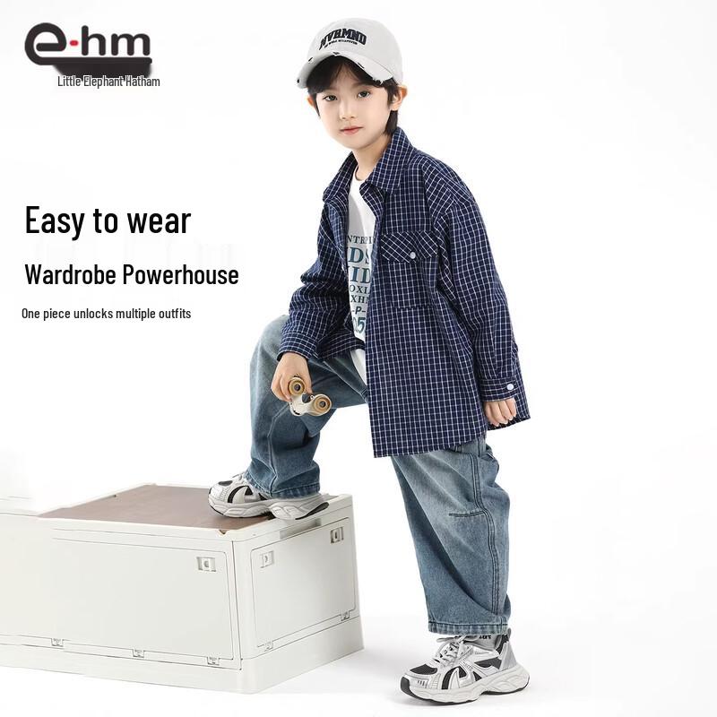 Little Elephant Hamm Boys' Plaid Long-Sleeve Shirt