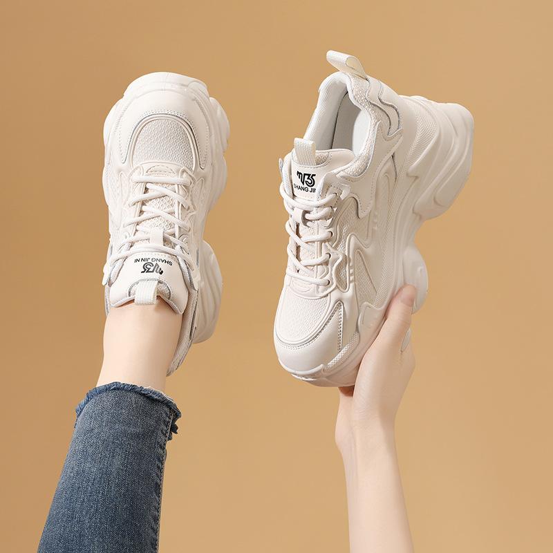 Black Thick-soled Dad Shoes Versatile Showing Their Feet, Small Inner Height-enhancing Women's Shoes, Autumn and Winter New Casual Sports Shoes