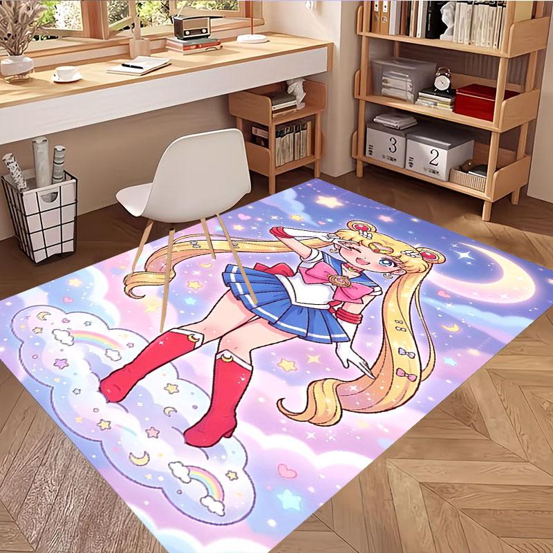 Sailor Moon Print Rug, Washable Floor Carpet, For Entryway Dorm Laundry Room Office Study, Home Decor Birthday Christmas Gift