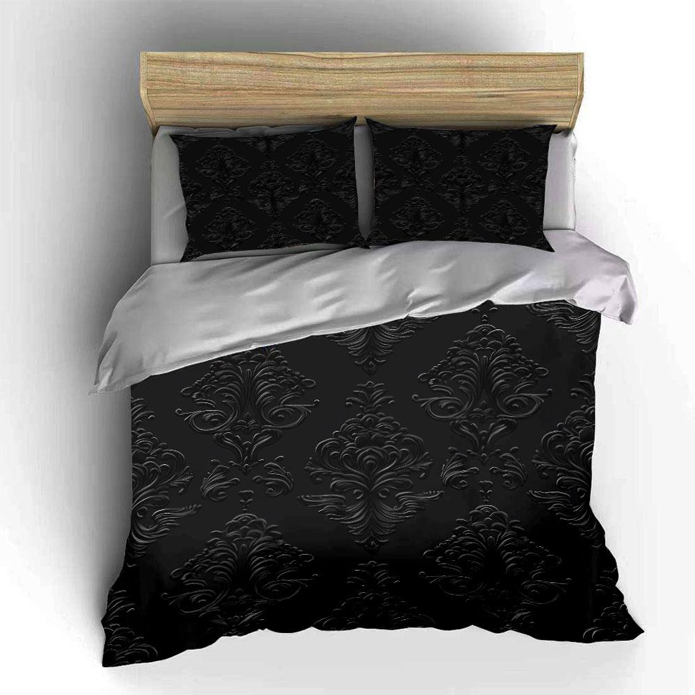 Elegant Zwart Bloemenpatroon Set Prachtig Drie-Delig Beddengoed Set Cadeau Voor Kinderen En Volwassenen