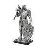 Medieval Knight Figurine, Vintage Resin Statue with Metallic Finish, Handcrafted Armor & Shield Details for Bookshelf, Office Desk Decor, Industrial