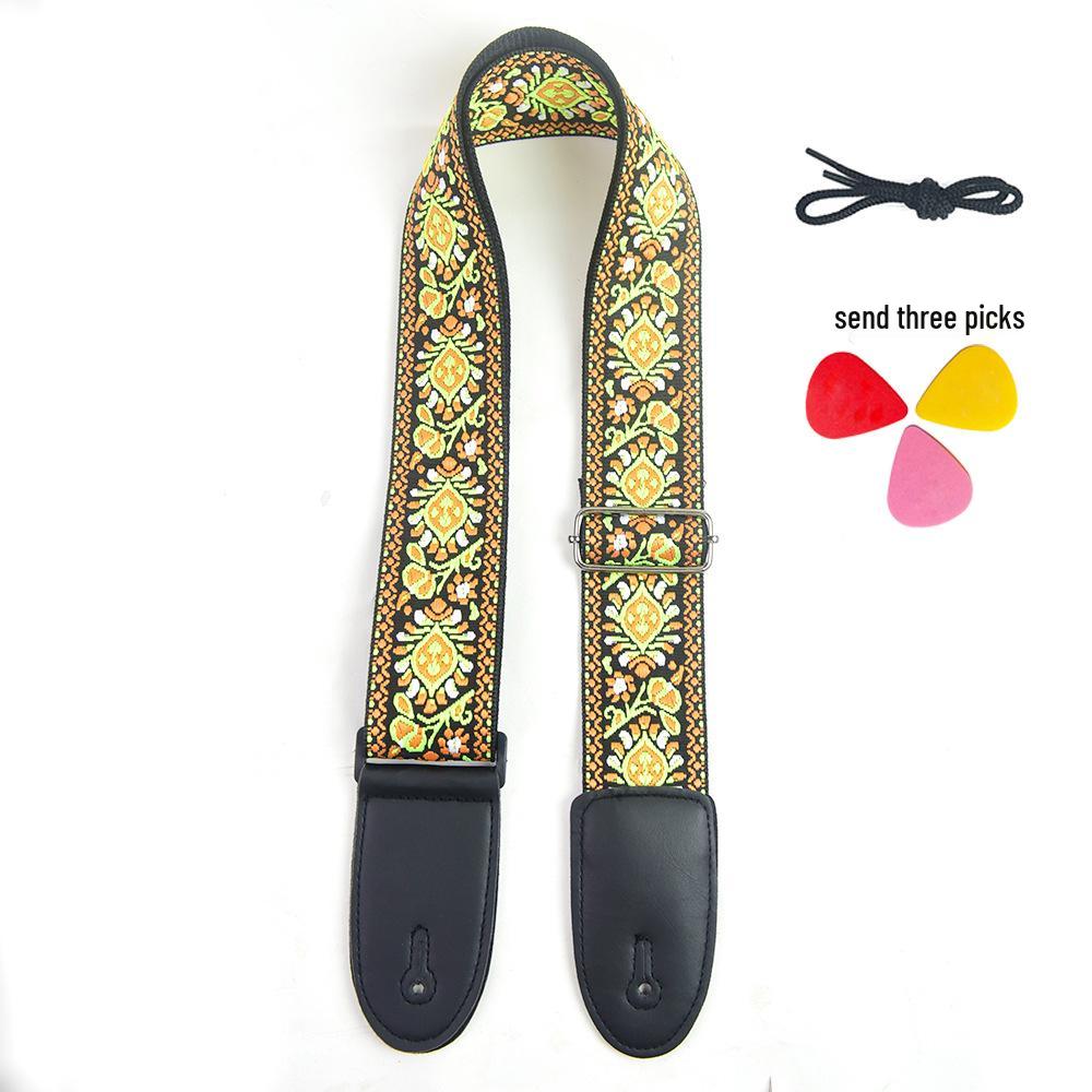 Thick Embroidered Universal Guitar Strap for Acoustic, Electric, and Wooden Guitars
