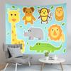 Cartoon Tiere Wandteppich Löwe Giraffe Wandteppich Geschenke für Kinder Mädchen Jungen Wandbehang Wandteppiche Schlafzimmer Zuhause Wohnzimmer Studentenwohnheim