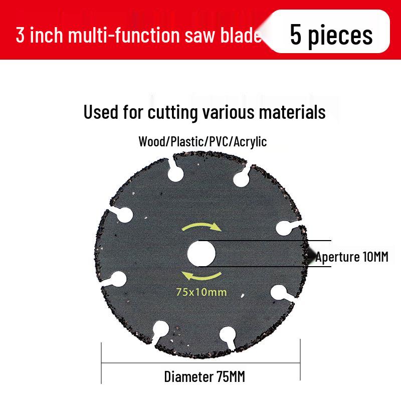 Mini 3" Lithium Battery Angle Grinder with 75mm Cutting Disc for Wood, Stone, and Metal.