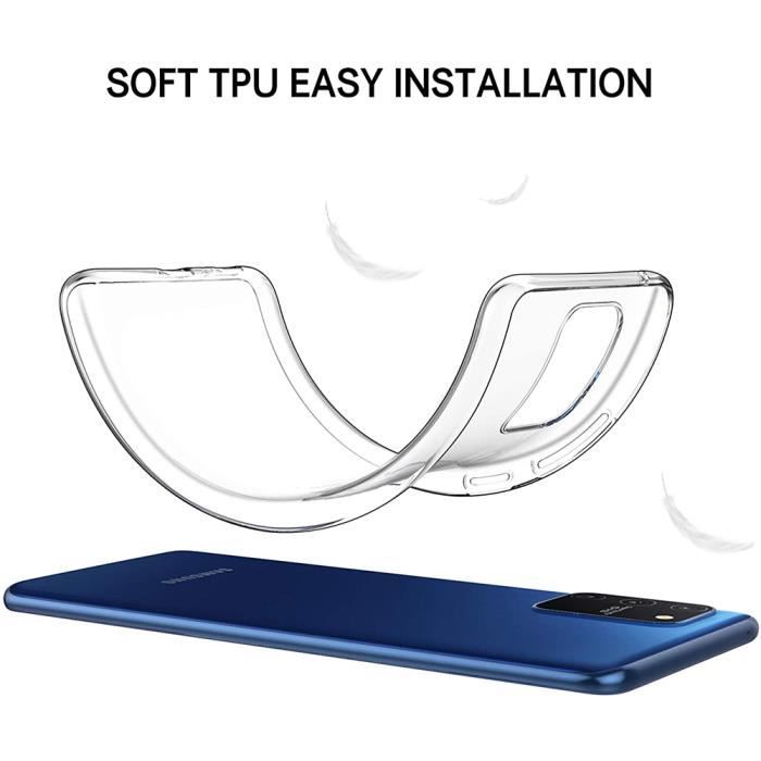 Transparent Case for Samsung Galaxy Note 10 Lite + 2 Pieces Tempered Glass, Transparent Ultra Thin Anti Scratch Silicone TPU