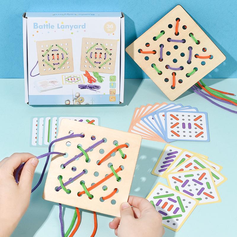 1 Set Children's Fun Montessori Learn Basic Life Skills Teaching Aid Clothes Threading Sewing Board Game Kids Educational Toys