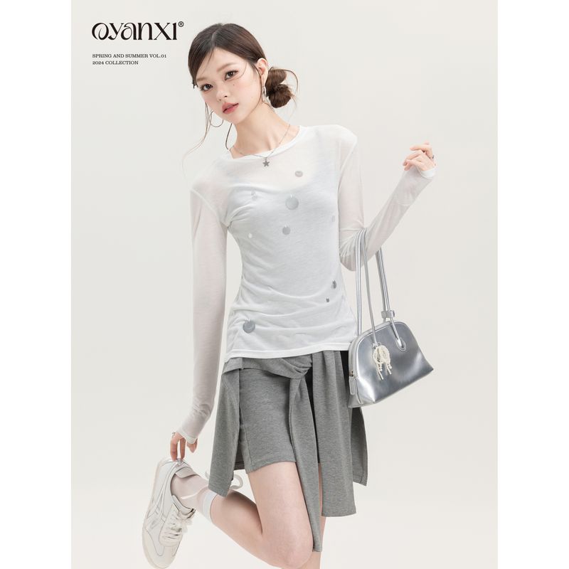 

В наличии Ouyang Xi Дизайн для досуга Юбка на лямках Летнее платье Костюм