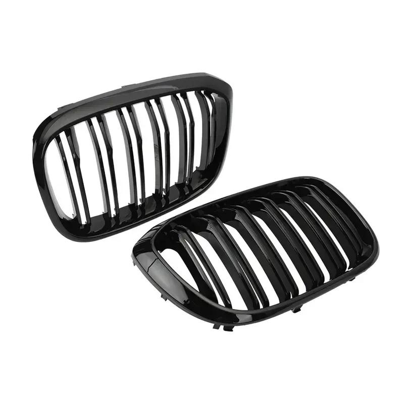 Pair Car Front Kidney Grille For BMW G01 X3 X3M G02 X4 2018- Kidney Grill Gloss Black Dual Slat Auto Grill Accessories
