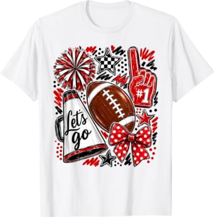 Red Game Day Team High School Football Cheer Mom T-Shirt