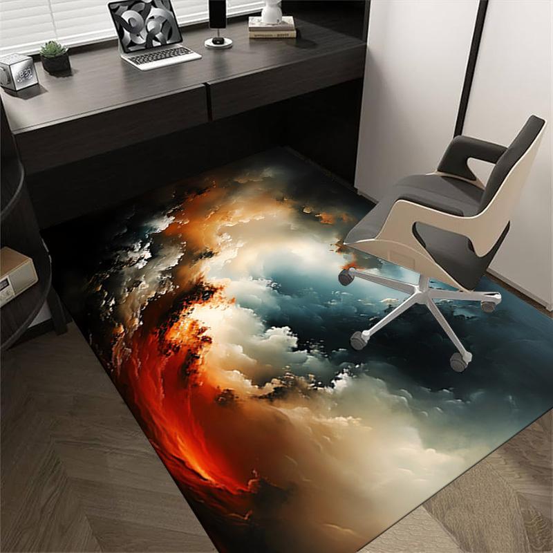 Fire Smoke Crystal Velvet Chair Mat Area Rug - Non-Slip, Floor Mat, Office Desk Chair Rugs, Bedroom Decor.Christmas Gift-1106060