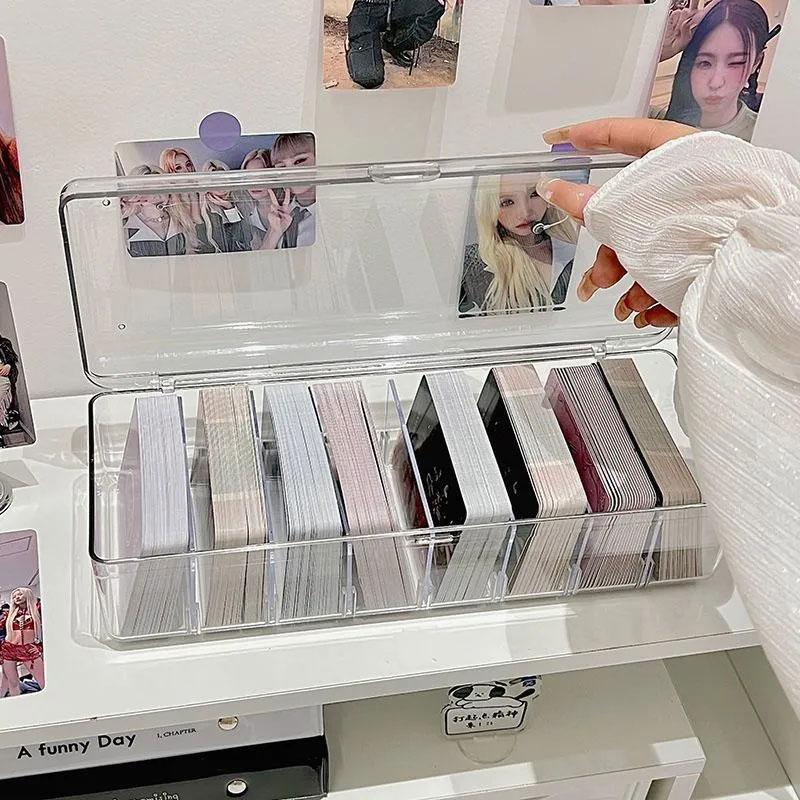 Blindbox aus Acryl mit großer Kapazität, Aufbewahrungsbox für Kpop-Fotokarten, tragbare, abnehmbare Organisationsbox mit Abdeckung, Box für Idol-Karten und Aufkleber