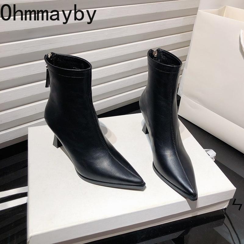 Autumn Winter High Heel Woman Ankle Boots Shoes Fashion Pointed Toe Shoes Ladies Modern Short Botas Para Mujer