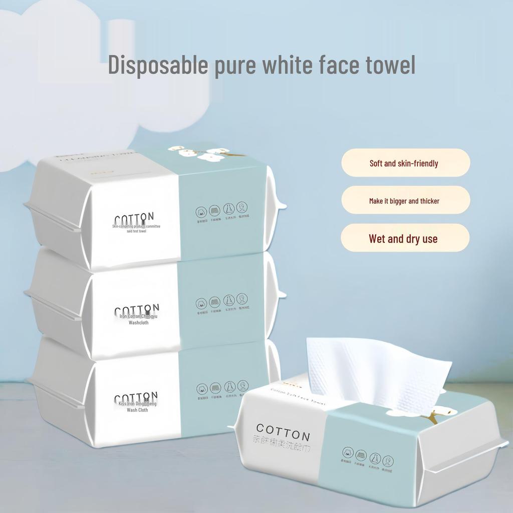 מגבות רחיצת פנים חד פעמיות מוגדלות לשימוש כפול לידיים ולפנים – רכות, מוגדלות, לבנות טהור, יבשות ורטובות